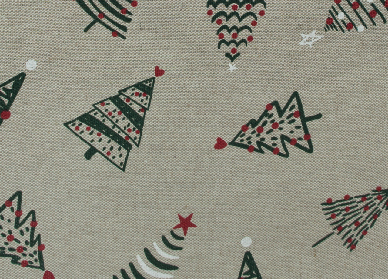 Tovaglia Natalizia Salotto/Cucina Tessuto Miros Made In Italy Disegno Alberelli Natale - 140x140 - Alberelli