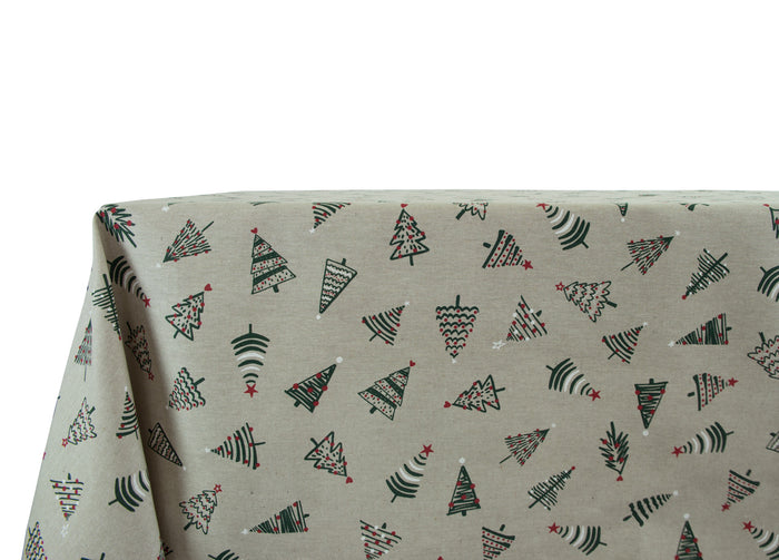 Tovaglia Natalizia Salotto/Cucina Tessuto Miros Made In Italy Disegno Alberelli Natale - 140x240 - Alberelli