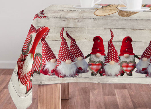 Tovaglia Natale Digitale Centrotavola Runner Natalizio 100% Cotone Gnomi SV - 140x190 - Gnomi