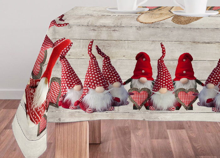 Tovaglia Natale Digitale Centrotavola Runner Natalizio 100% Cotone Gnomi SV - 140x190 - Gnomi