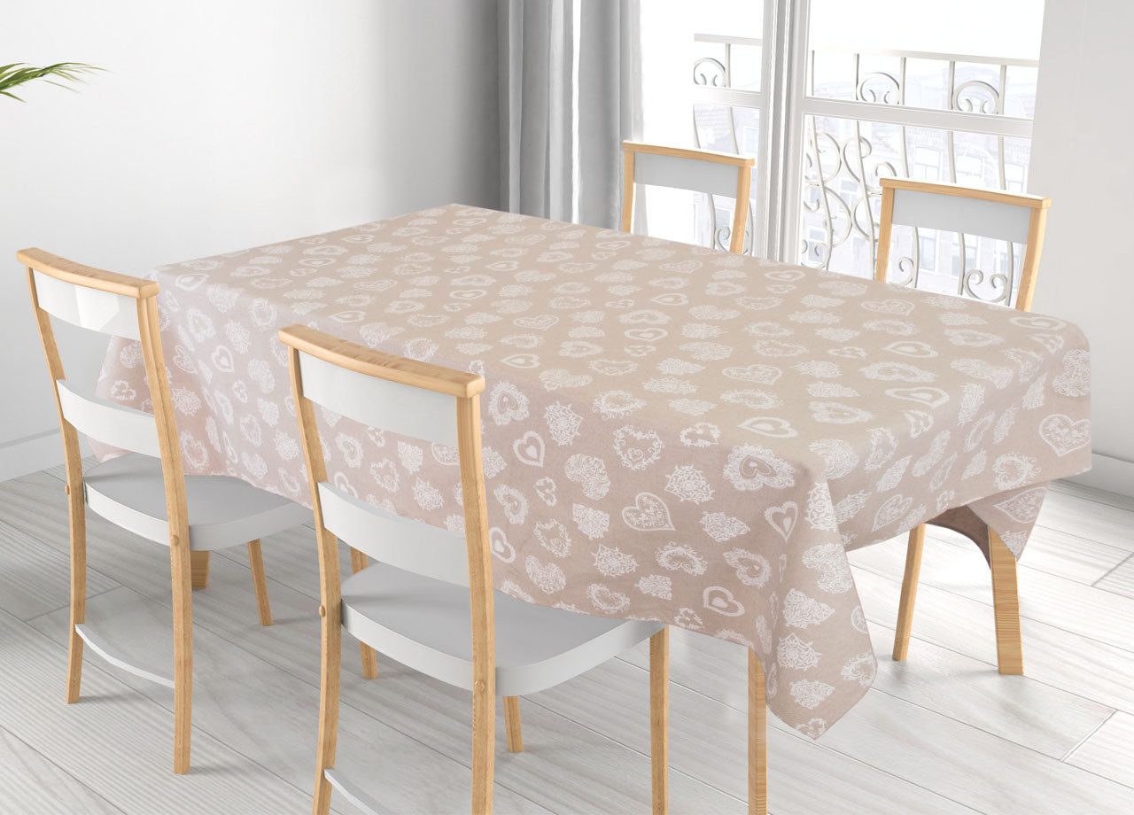 Tovaglia  Miros Disegno Cuore - 140x240 - Bianco