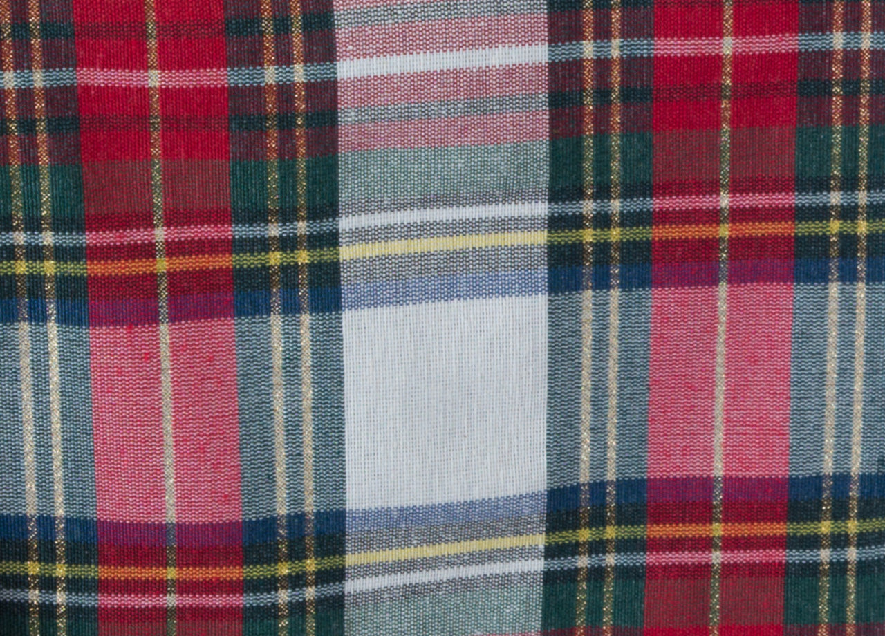 Tovaglia Cucina Soggiorno Misto Cotone Fantasia Tinto In Filo Con Lurex Mod. Natalina Scozzese - 140x240cm - Panna