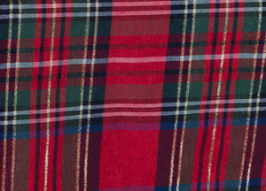 Tovaglia Cucina Soggiorno Misto Cotone Fantasia Tinto In Filo Con Lurex Mod. Natalina Scozzese - Runner - Rosso