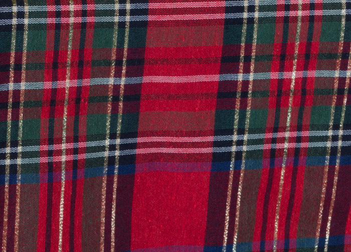 Tovaglia Cucina Soggiorno Misto Cotone Fantasia Tinto In Filo Con Lurex Mod. Natalina Scozzese - Runner - Rosso