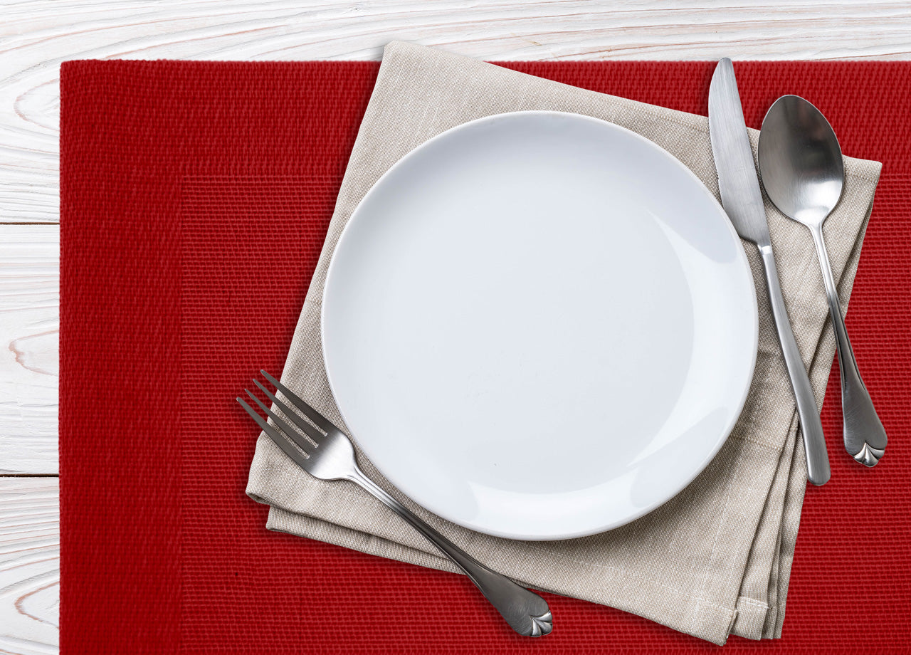 Set Tovagliette Americane Cucina Antiscivolo In Tinta Unita Lavabili - Set 4 - Bordeaux