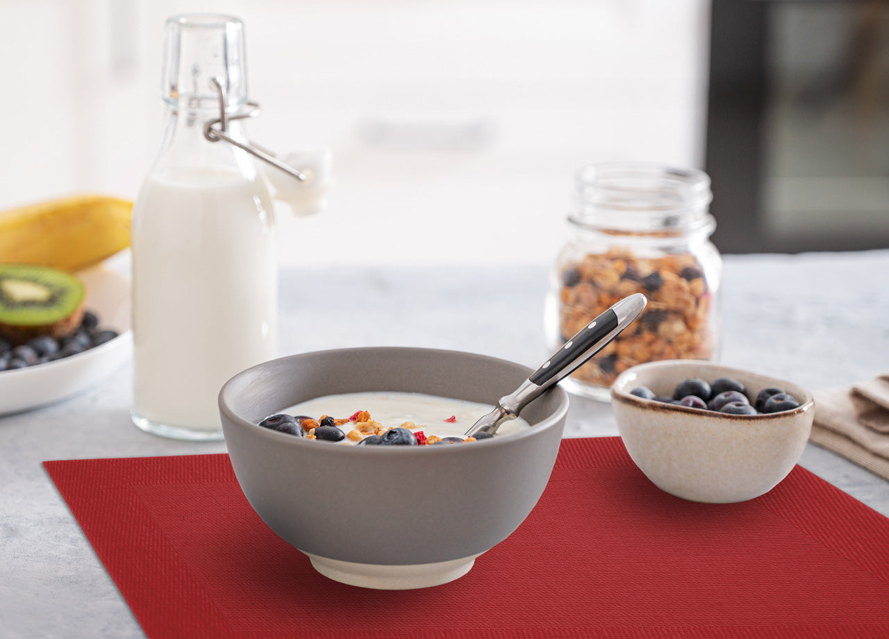 Set Tovagliette Americane Cucina Antiscivolo In Tinta Unita Lavabili - Set 4 - Bordeaux