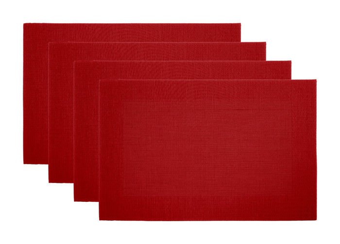 Set Tovagliette Americane Cucina Antiscivolo In Tinta Unita Lavabili - Set 4 - Bordeaux
