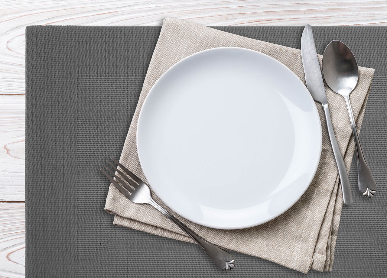 Set Tovagliette Americane Cucina Antiscivolo In Tinta Unita Lavabili - Set 4 - Stone