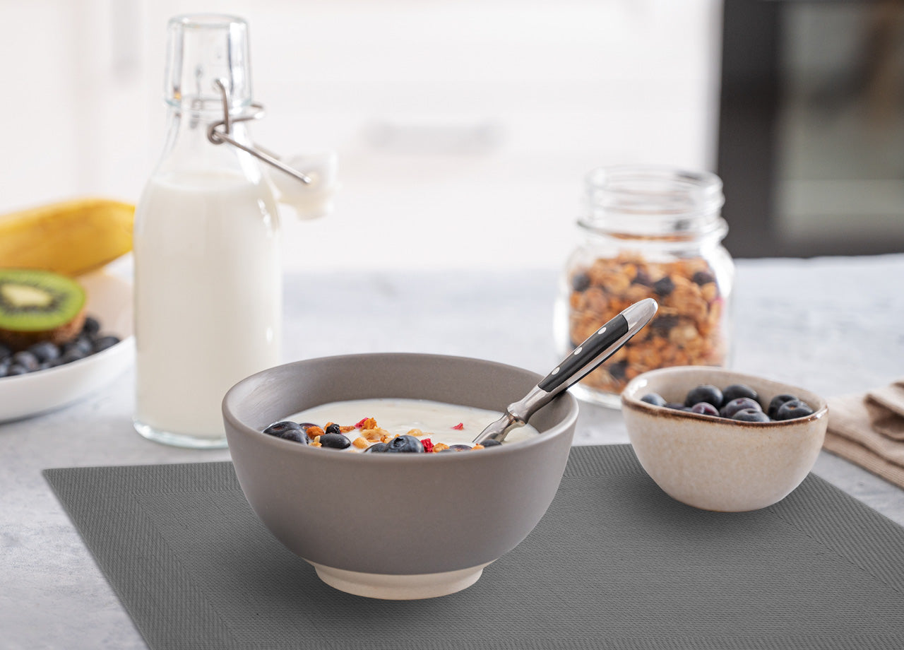 Set Tovagliette Americane Cucina Antiscivolo In Tinta Unita Lavabili - Set 4 - Stone