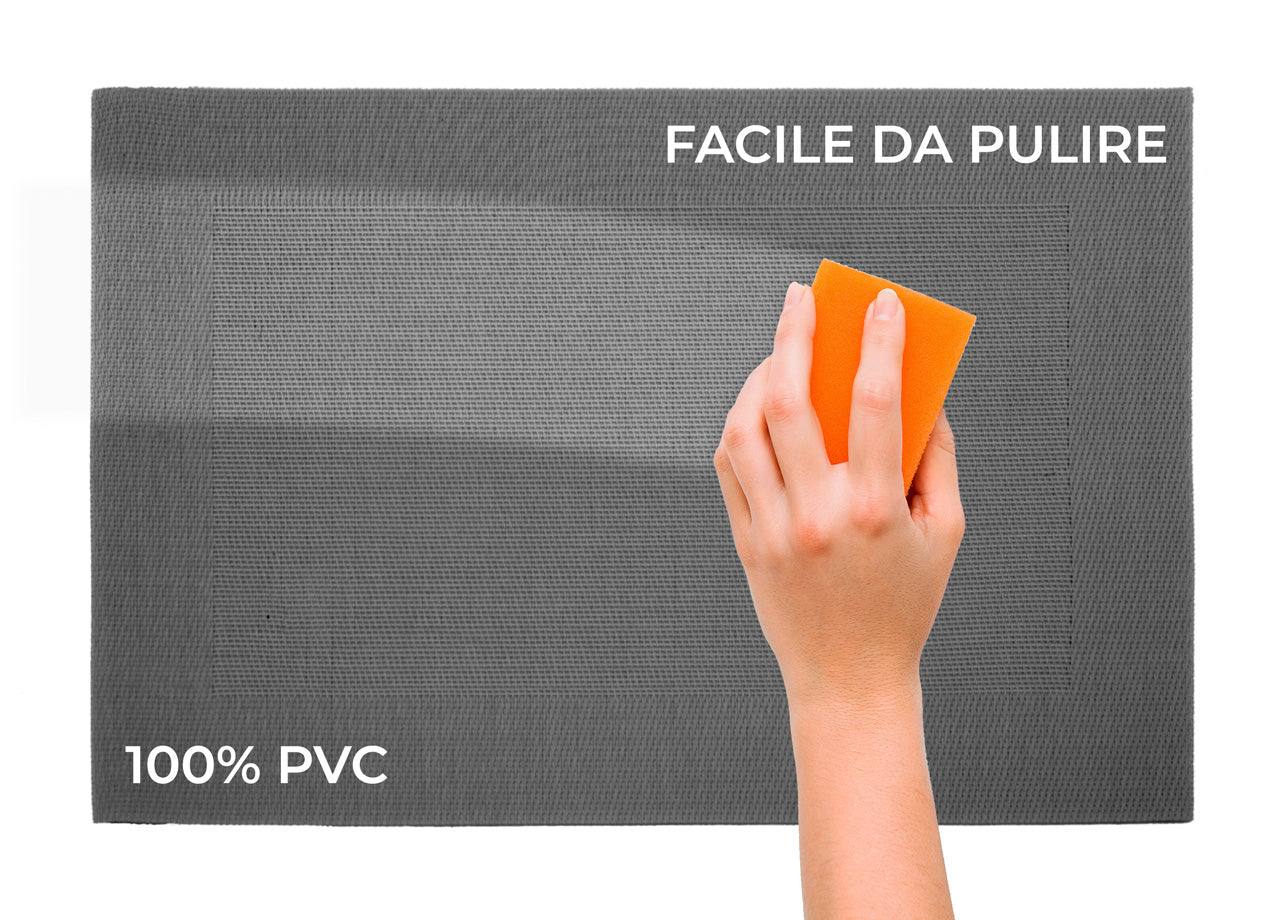 Set Tovagliette Americane Cucina Antiscivolo In Tinta Unita Lavabili - Set 4 - Stone