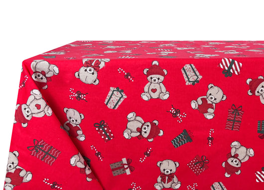 Tovaglia Natalizia Cucina Soggiorno In 100% Cotone Disegno Bears RP - 140x240 - Bears