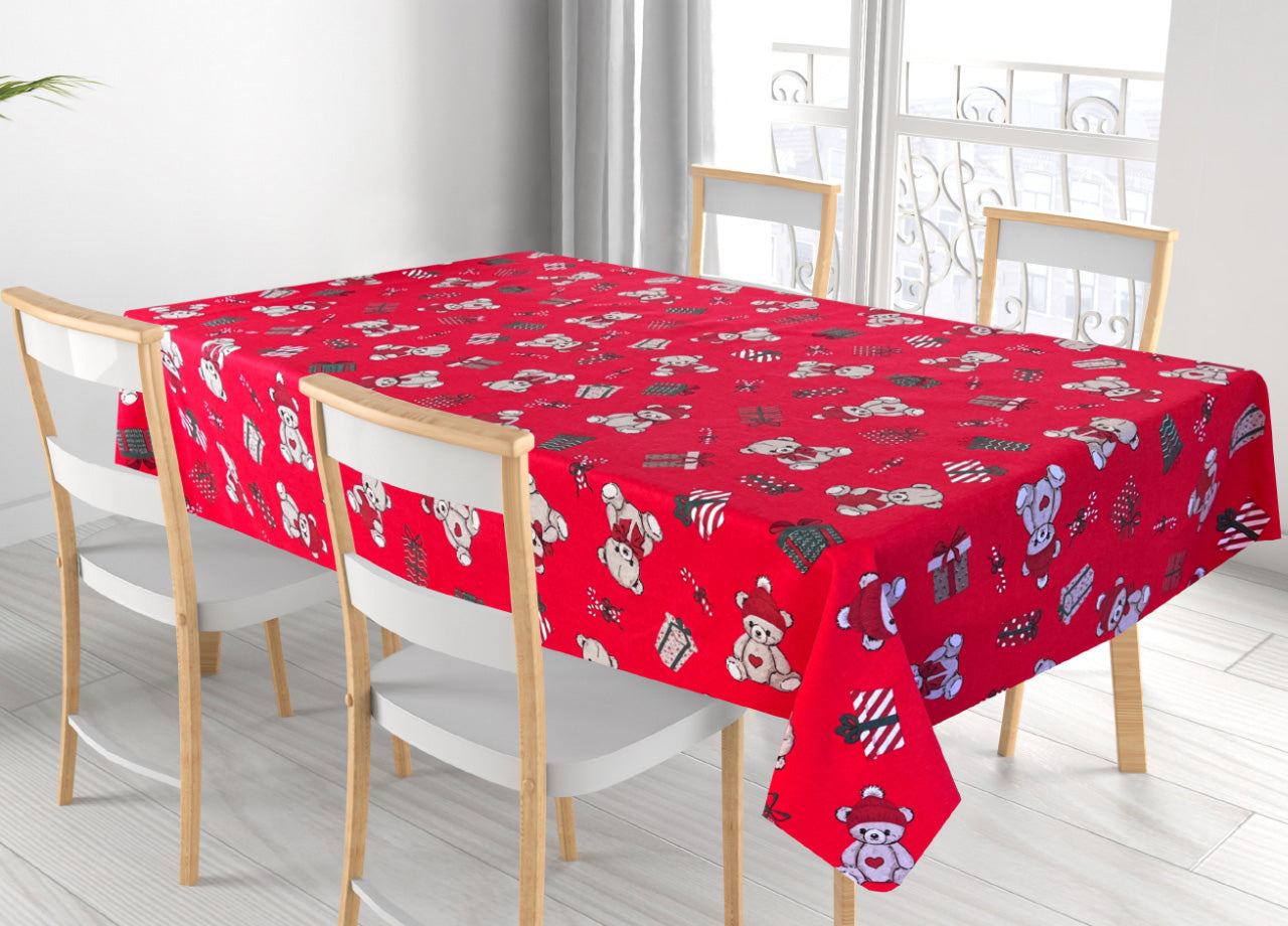 Tovaglia Natalizia Cucina Soggiorno In 100% Cotone Disegno Bears RP - 140x140 - Bears