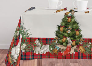 Tovaglia Natale Digitale Centrotavola Runner Natalizio 100% Cotone Bunny SV - 140x250 - Bunny