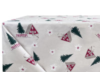 Tovaglia Natalizia Cucina Soggiorno In 100% Cotone Disegno Chalet RP - 90x90 - Chalet