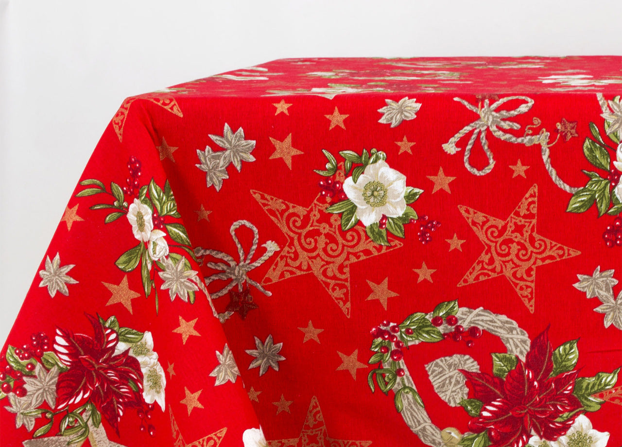 Tovaglia Natalizia Cucina Soggiorno Copritavolo Natale Made Italy Disegni Assortiti - 90x90 - Anais Rosso