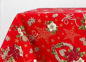 Tovaglia Natalizia Cucina Soggiorno Copritavolo Natale Made Italy Disegni Assortiti - 140x140 - Anais Rosso