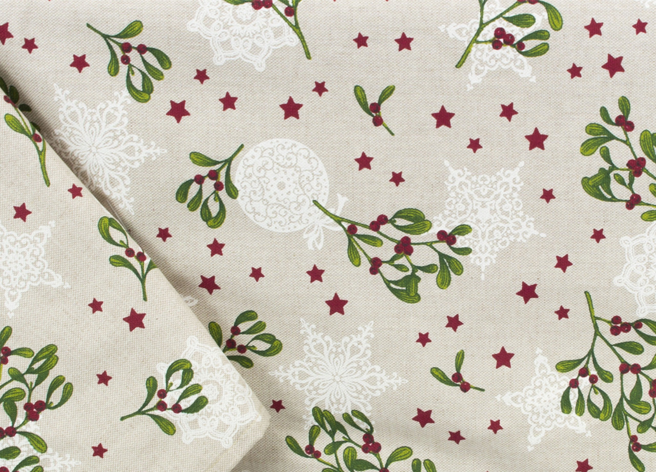 Tovaglia Natalizia Cucina Soggiorno Copritavolo Natale Made Italy Disegni Assortiti - 140x240 - Vischio