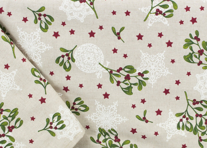 Tovaglia Natalizia Cucina Soggiorno Copritavolo Natale Made Italy Disegni Assortiti - 140x240 - Vischio