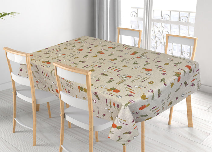 Tovaglia Miros Resinata Antimacchia Copritavolo Cucina Disegno Orto - 140x180 - Orto