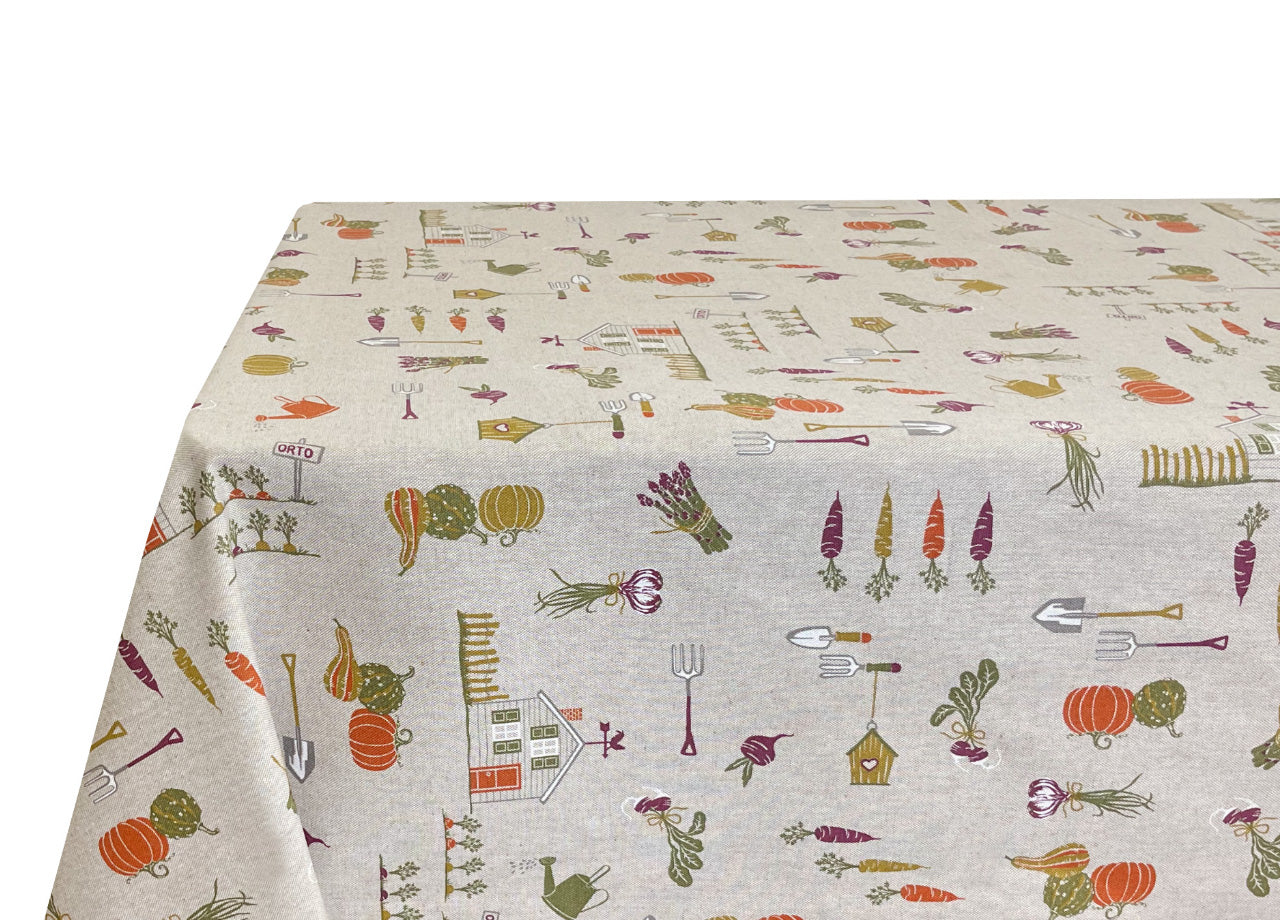 Tovaglia Miros Resinata Antimacchia Copritavolo Cucina Disegno Orto - 140x180 - Orto