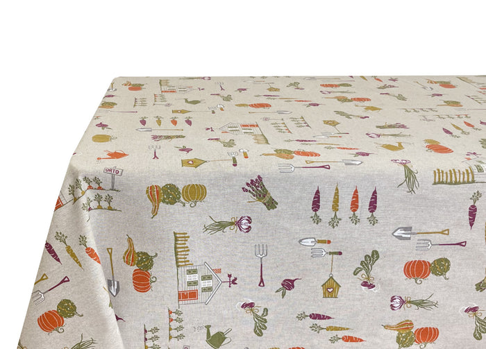 Tovaglia Miros Resinata Antimacchia Copritavolo Cucina Disegno Orto - 140x180 - Orto