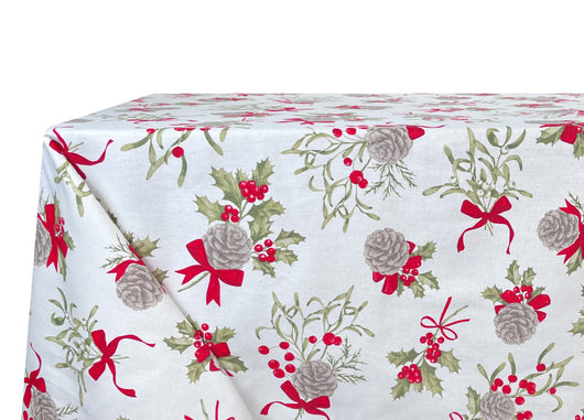 Tovaglia Natalizia Cucina Soggiorno In 100% Cotone Disegno Pigne RP - 140x180 - Pigne