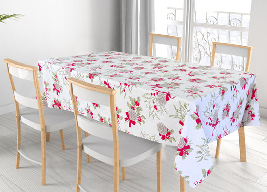 Tovaglia Natalizia Cucina Soggiorno In 100% Cotone Disegno Pigne RP - 140x180 - Pigne