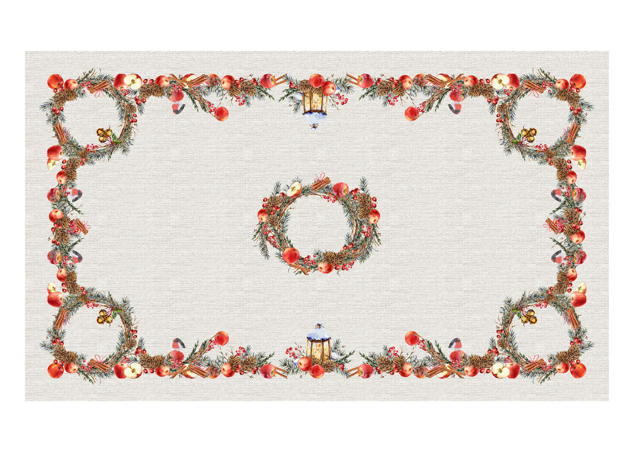 Tovaglia Natale Digitale Centrotavola Natalizio 100% Cotone Inverno Raffinato SV - 140x250 - Inverno Raffinato