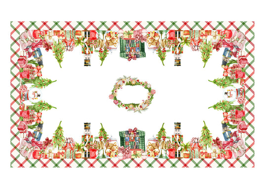 Tovaglia Natale Digitale Centrotavola Natalizio 100% Cotone Doni Schiaccianoci SV - 140x250 - Doni