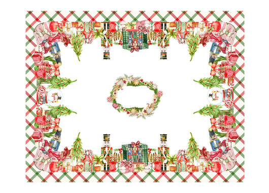 Tovaglia Natale Digitale Centrotavola Natalizio 100% Cotone Doni Schiaccianoci SV - 140x190 - Doni