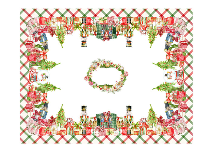 Tovaglia Natale Digitale Centrotavola Natalizio 100% Cotone Doni Schiaccianoci SV - 140x190 - Doni