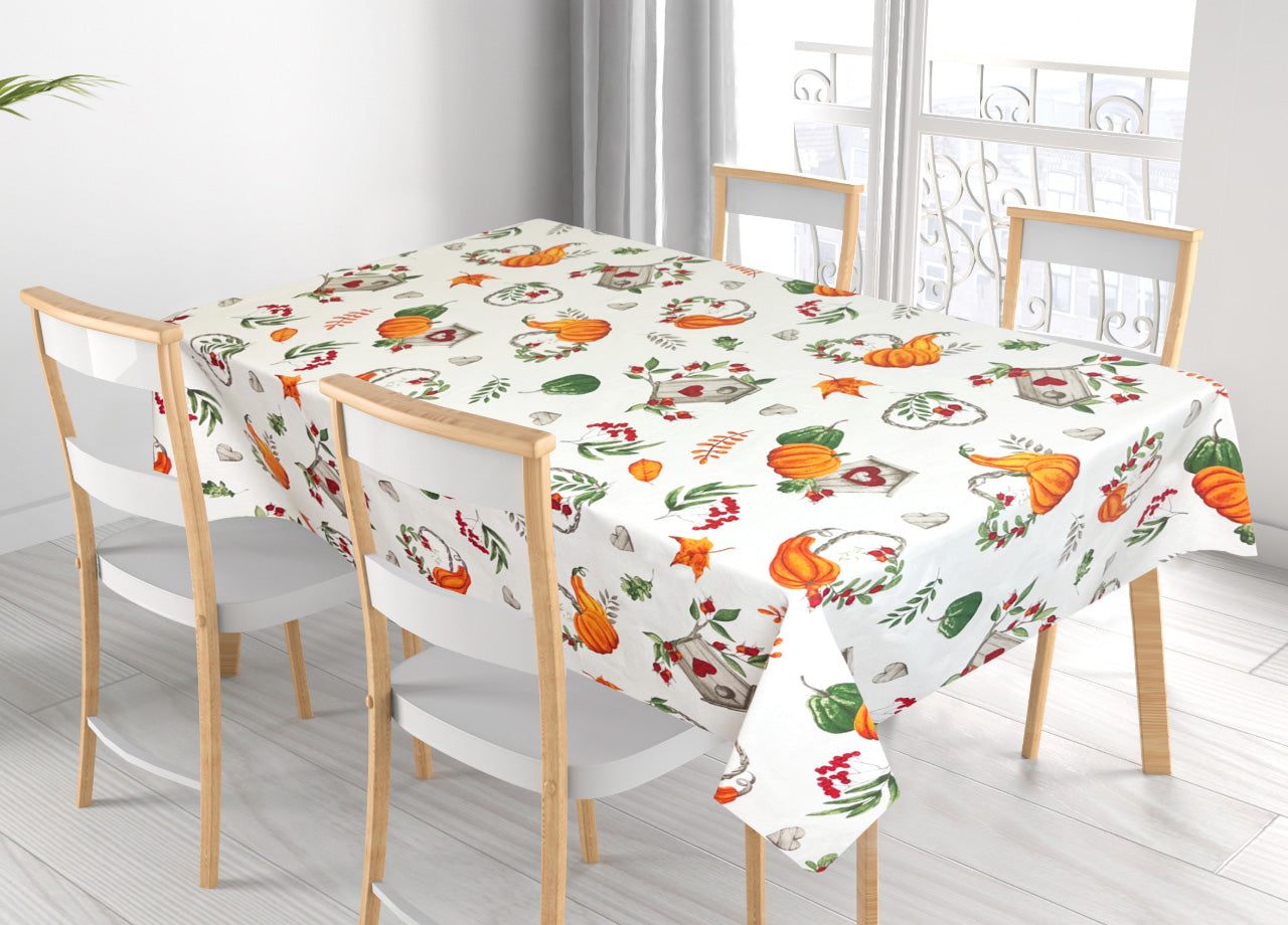 Tovaglia Per Salotto Cucina Tavolo 100% Cotone Made In Italy Zucca RP - 140x140 - Zucca