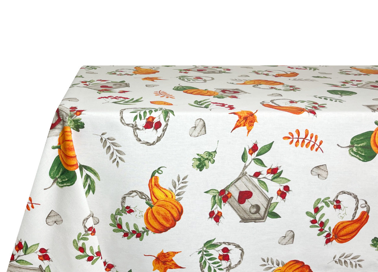 Tovaglia Per Salotto Cucina Tavolo 100% Cotone Made In Italy Zucca RP - 140x180 - Zucca
