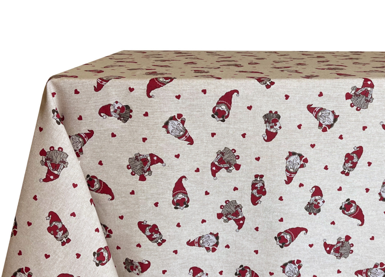Tovaglia Natalizia Salotto/Cucina Tessuto Miros Made In Italy Disegno Mini Gnomi - 140x300 - Mini Gnomi