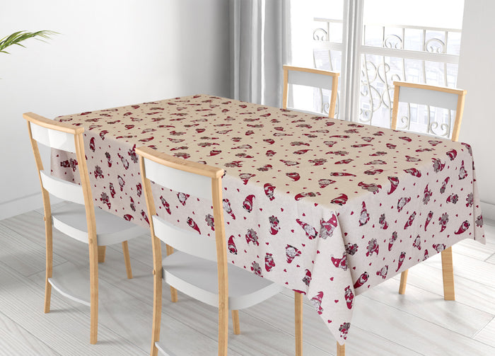 Tovaglia Natalizia Salotto/Cucina Tessuto Miros Made In Italy Disegno Mini Gnomi - 140x300 - Mini Gnomi