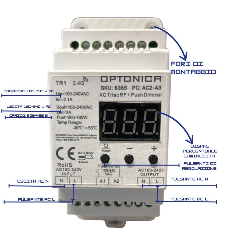 Dimmer ac triac optonica 6365 per led fino a 480w