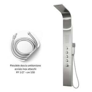 Colonna doccia termostatica siria 4 funzioni getto a cascata bocchette lombari *** finitura- spazzolato, confezione 1