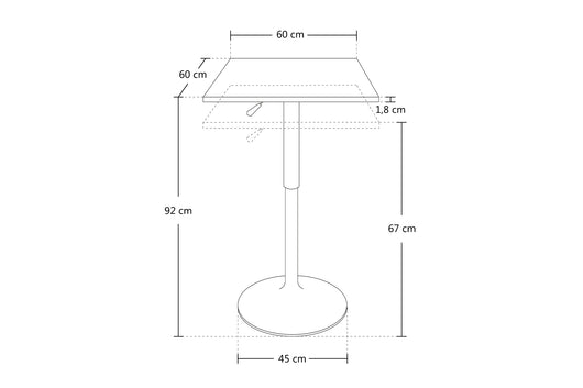 Tavolo regolabile in altezza quadrato 60x60 bianco, tavolo alto da bar Romeo TQ08-6.6ROAR
