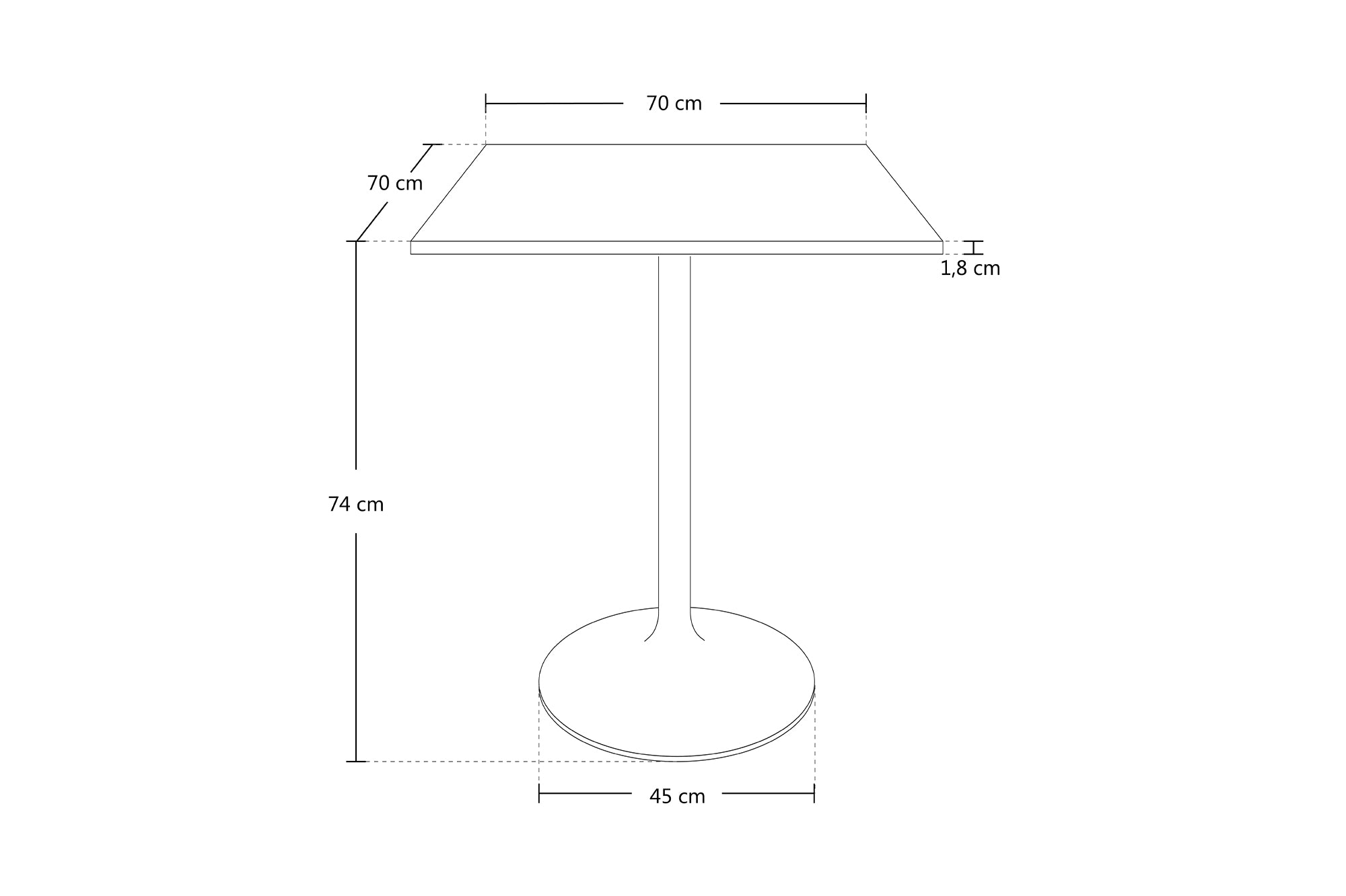 Tavolo quadrato 70x70 nero, tavolino da bar mod. Romeo TQ10-7.7ROPA