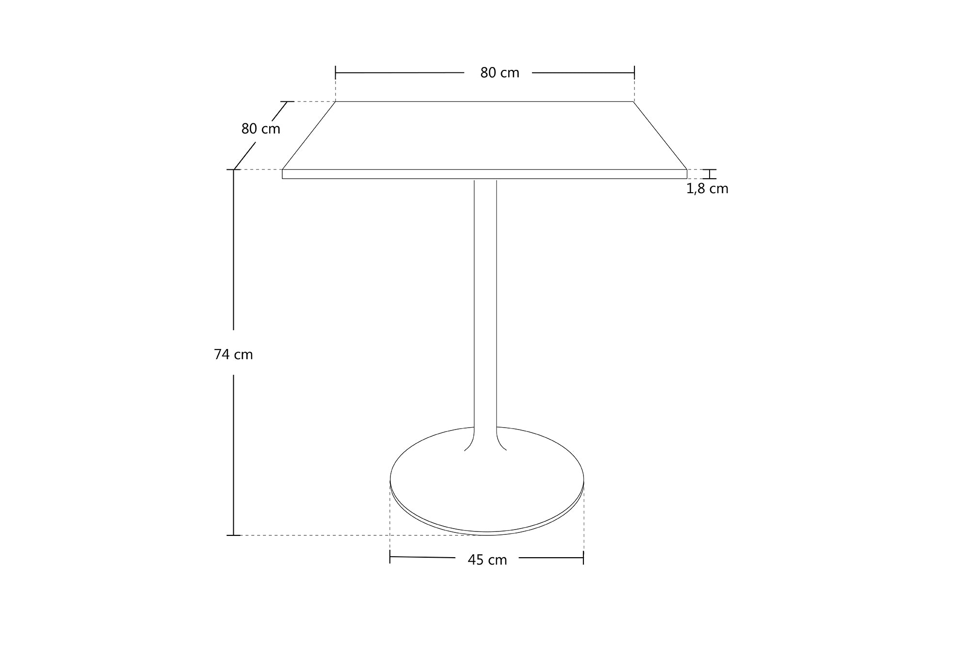 Tavolo quadrato 80x80 bianco, tavolino da bar mod. Romeo TQ08-8.8ROPA
