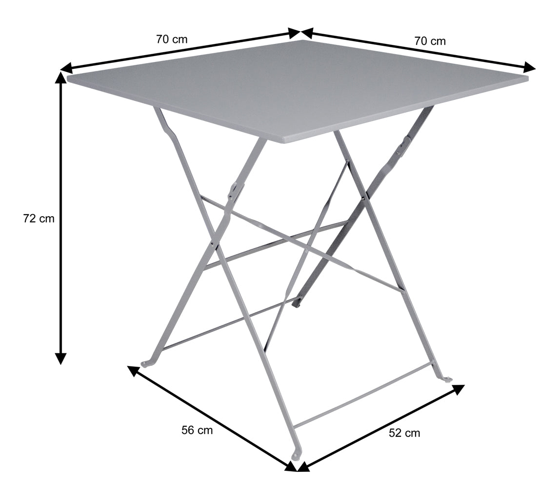 Tavolo pieghevole in metallo, tavolo richiudibile 70x70 mod. Sorrento Colore: Grigio TQ01-7.7SOPI