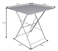 Tavolo pieghevole in metallo, tavolo richiudibile 70x70 mod. Sorrento Colore: Grigio TQ01-7.7SOPI