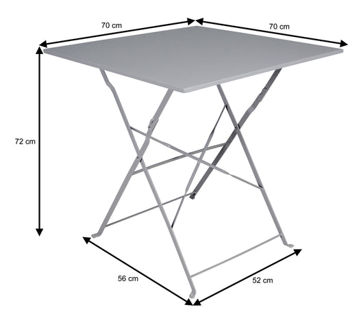 Tavolo pieghevole in metallo, tavolo richiudibile 70x70 mod. Sorrento Colore: Grigio TQ01-7.7SOPI