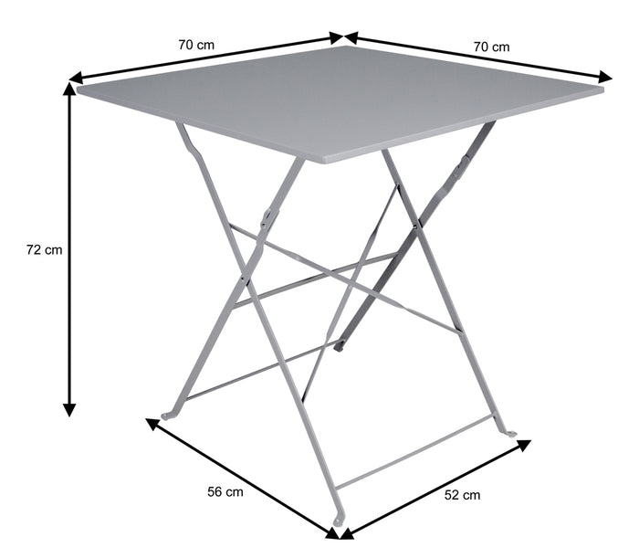 Tavolo pieghevole in metallo, tavolo richiudibile 70x70 mod. Sorrento Colore: Grigio TQ01-7.7SOPI
