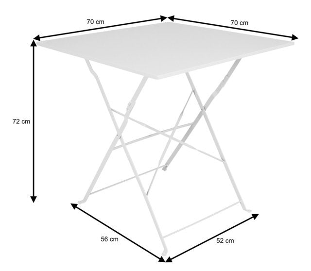 Tavolo pieghevole in metallo, tavolo richiudibile 70x70 mod. Sorrento Colore: Bianco TQ08-7.7SOPI