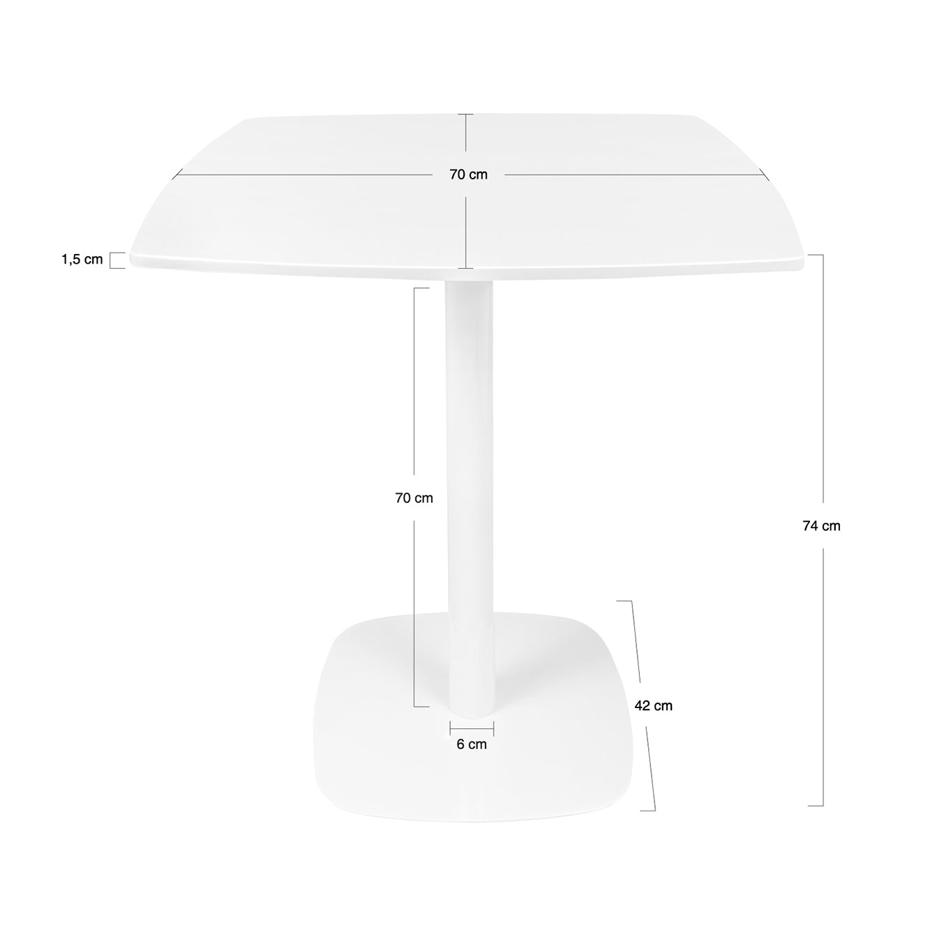 Tavolo quadrato 70x70 cm, tavolo da pranzo bianco mod. Thomas