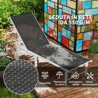 Lettino Sdraio con Schienale Regolabile su 5 Livelli, in Acciaio e Textilene, 60x166x84 cm, Bianco e Grigio