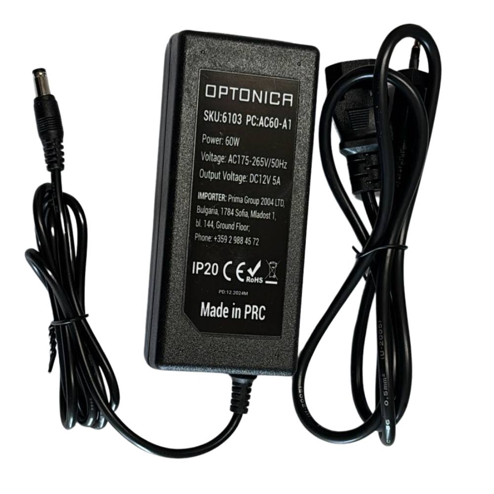 Alimentatore 60w 12v 5a per strisce led ip20 interno