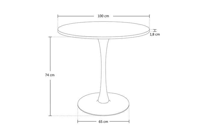 Tavolo rotondo Ø100 cm, tavolo da pranzo tondo bianco - Omar - TR08-10OMPM
