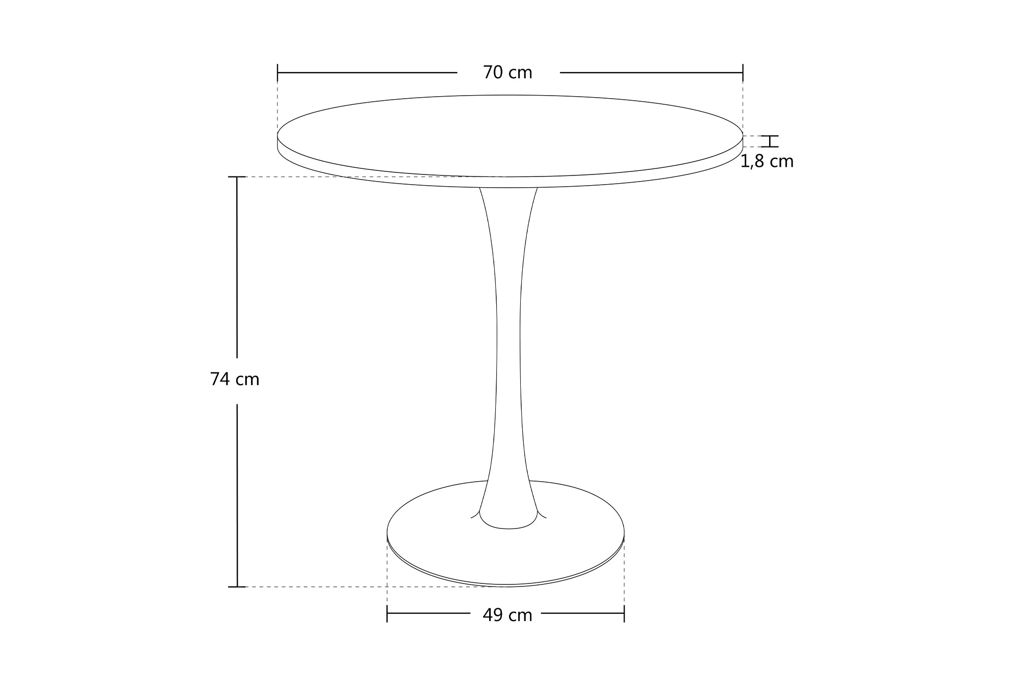 Tavolo rotondo Ø70 cm, tavolo da pranzo tondo bianco - Omar - TR08-7OMPM